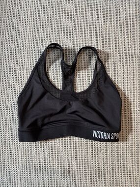 Victoria’s Secret Sport Racerback Sports Bra with Mesh Detail in Black, size S
